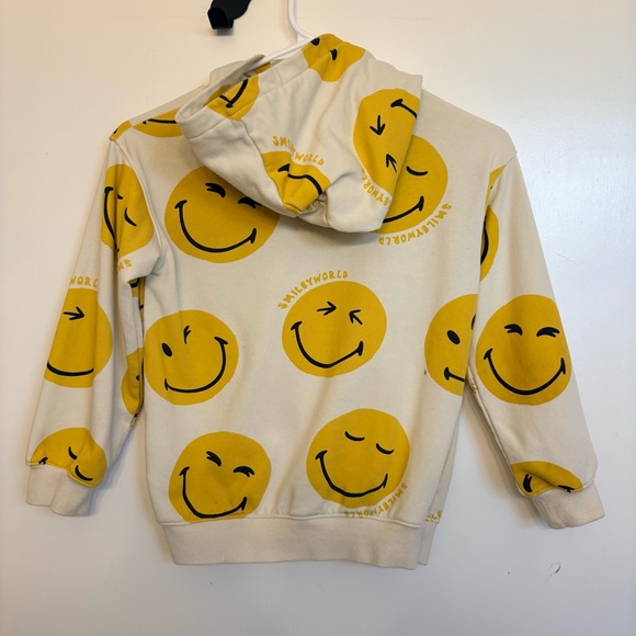 H&M x Smiley World Sz 6x-7 Pullover Hoodie Sweatshirt Cream Yellow Smiley Face - Picture 2 of 8